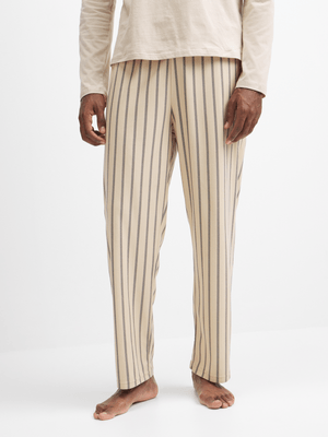 Exact Men's Natural & Navy Striped Flannel Sleep Pants