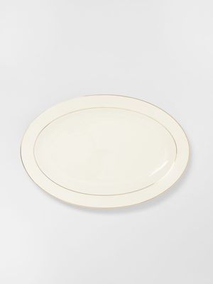 Grace Gold Ribbed Platter White