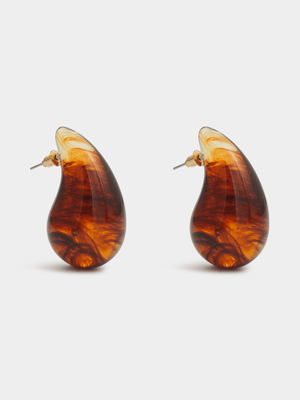Exact Women's Brown Chunky Tear Drop Earrings