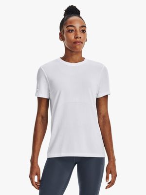 Under Armour Womens Seamless Stride Short Sleeve White Tee