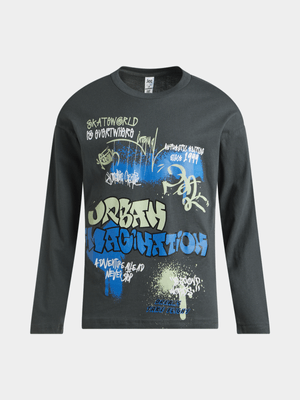 Jet Older Boys Charcoal Graphic T-Shirt
