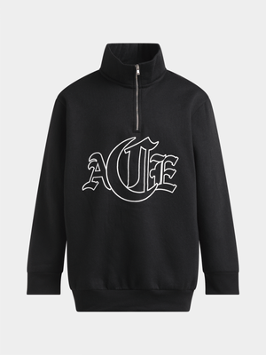 Jet Teen Boys Black Graphic 1/4 Zip Active Top