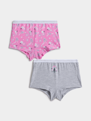 Jet Younger Girls Pink/Grey Rainbow Bunny Boy Leg