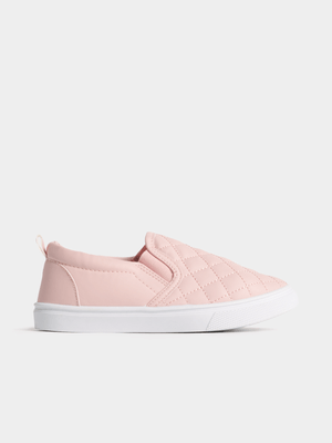 Jet Older Girls Pink Quilted Slip On Sneaker