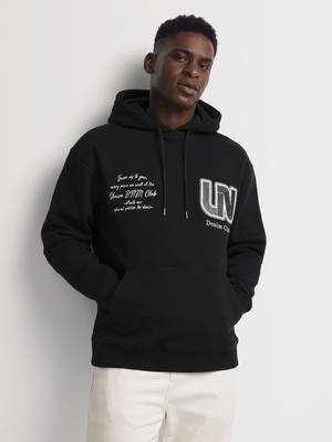 Union-DNM Men's Badged Black Hoodie