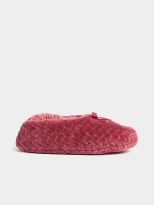 Jet Women's Dark Pink Fluffy Sock Slippers