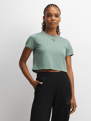 Puma Womens Tad Essential Green Moon Baby Tee
