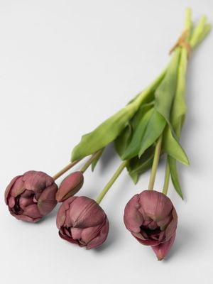 Faux Tulip Bush Burgundy 45cm