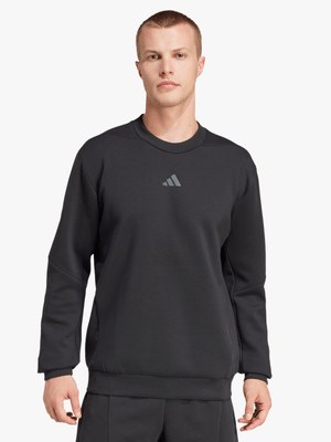 adidas Mens Designed For Training Black Crew Sweat Top