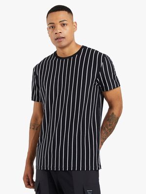 Markham Men's Vertical Pinstripe Black T-Shirt