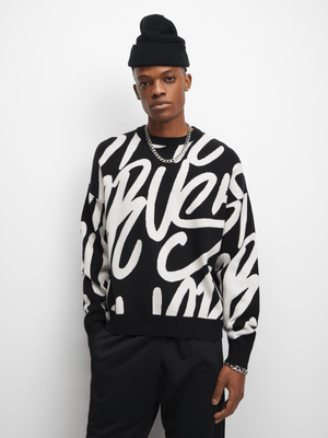 The FIX Men's Black Script Sweater