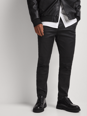 Relay Jeans Men's Skinny Coated Black Denim