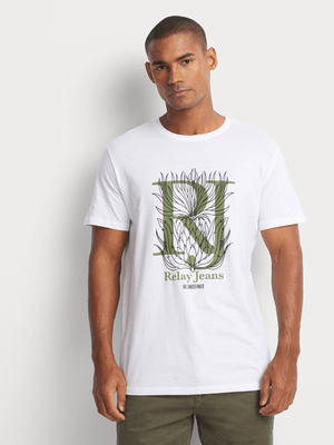 Relay Jeans Men's Pineapple White Graphic T-Shirt