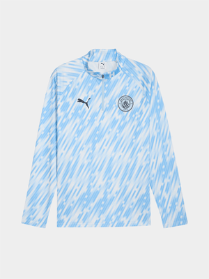 Puma Manchester City Warm Up 1/4 Zip Blue Top