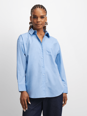 Exact Women's Blue Poplin Shirt