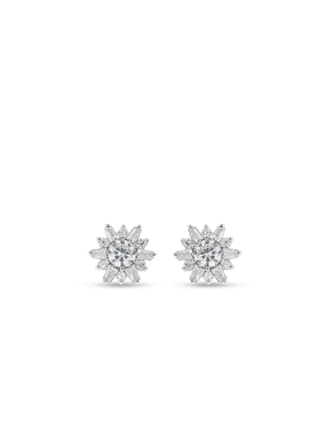 Sterling Silver Cubic Zirconia Flower Blossom Stud Earrings