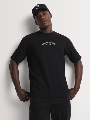Relay Jeans Men's Oversized Eagle Back Black Graphic T-Shirt