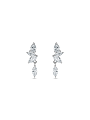 Sterling Silver Cubic Zirconia Scatter Drop Earrings