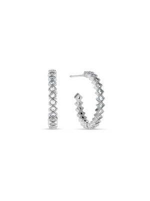 Sterling Silver Cubic Zirconia Honeycomb Hoop Earrings