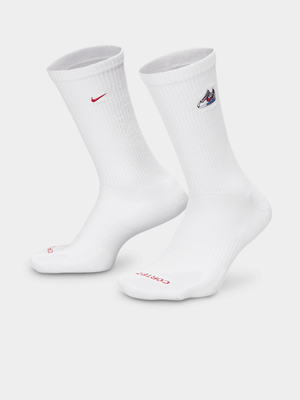 Nike Unisex Everyday Cortez Patch Crew White Socks