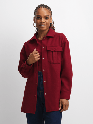 Jet Women's Maroon Melton Shacket