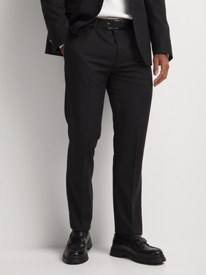 Markham Men's Slim Check Wool Blend Black Suit Trouser