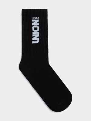 Union-DNM Men's Cotton Blend Black Socks