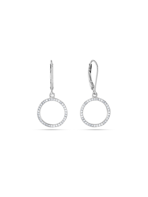 Sterling Silver Cubic Zirconia Circle Drop Earrings