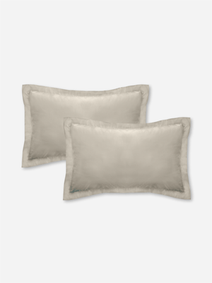Volpes Egyptian Cotton 800tc Oxford Natural Pillowcase Pair