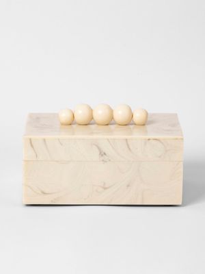 Box With Beaded Lid Resin 12 x 20cm