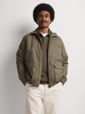 Markham Men's Cotton Taupe Harrington Jacket