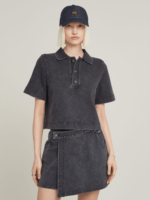 G-Star Women's Overdyed Polo Dark Grey Sweater