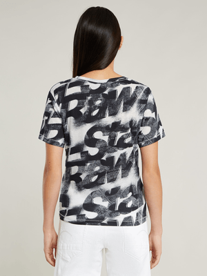 G-Star Woman's Sprayed Letters White/Blue Top