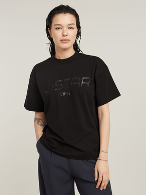 G-Star Women's Shiny Print Loose Dark Black Top