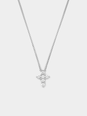 Sterling Silver Lab Grown Diamond Cross Pendant