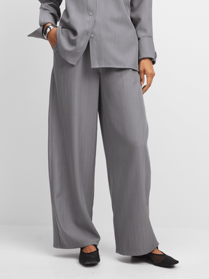 Jet Women's Grey/ White Pin Stripe Wide Leg Pants
