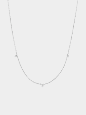 Sterling Silver Lab Grown Diamond Round Station Necklace