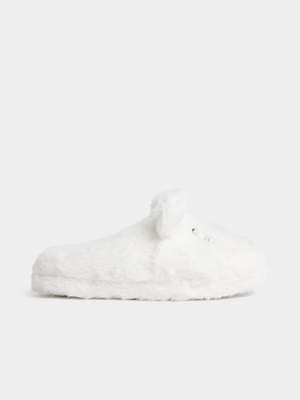 Jet Older Girls Cream Rabbit Mule Slipper