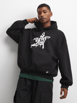 The FIX Men's Black Graphic Print Hoodie