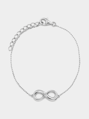 Sterling Silver Lab Grown Diamond Infinity Bracelet