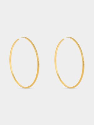 Tempo Jewellery Gold Plated Stainless Steel Textured Skinny Hoop