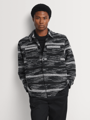 Markham Men's Broken Stripe Grey Overshirt