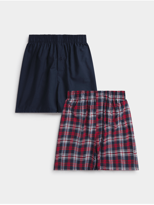 Jet Older Boys Red/Navy Check 2 Pack Boxers
