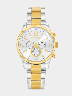 Tempo Gold Plated Silver Tone Dial Two-Tone Bracelet Watch