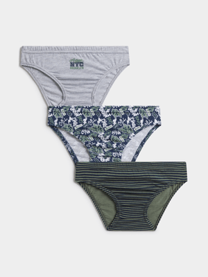 Jet Older Boys Fatigue/Navy 3 Pack Briefs