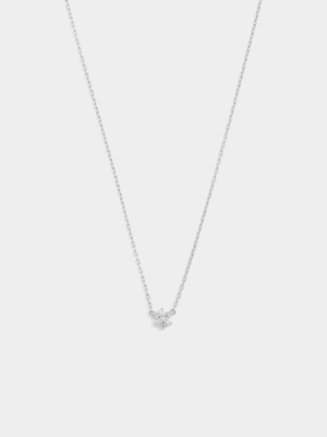 Sterling Silver Lab Grown Diamond Flower Pendant