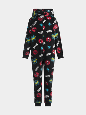 Jet Younger Boys Black Spiderman Onesie