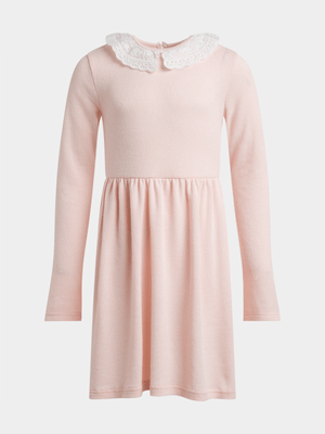 Jet Older Girls Pink/White Anglaise Peter Pan Dress
