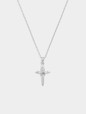 Sterling Silver Lab Grown Diamond Infinity Cross Pendant