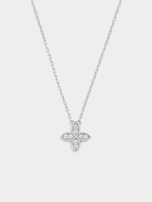 Sterling Silver Lab Grown Diamond Clover Pendant